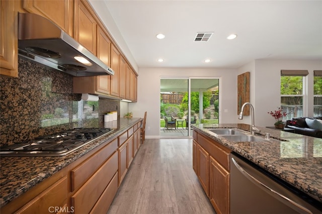 28978 Williston Ct, Temecula, CA 92591 - kitchen with range hood, stainless steel appliances, light wood finished floors, plenty of natural light, and recessed lighting