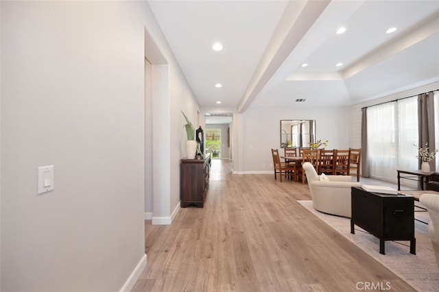 28978 Williston Ct, Temecula, CA 92591 - corridor with recessed lighting, light wood-style flooring, and plenty of natural light