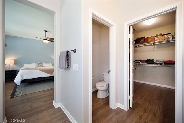 28978 Williston Ct, Temecula, CA 92591 - bathroom with wood finished floors, ceiling fan, and a spacious closet