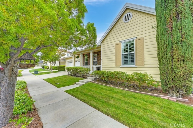 28978 Williston Ct, Temecula, CA 92591 - ranch-style house with driveway, a garage, a gazebo, a front yard, and covered porch