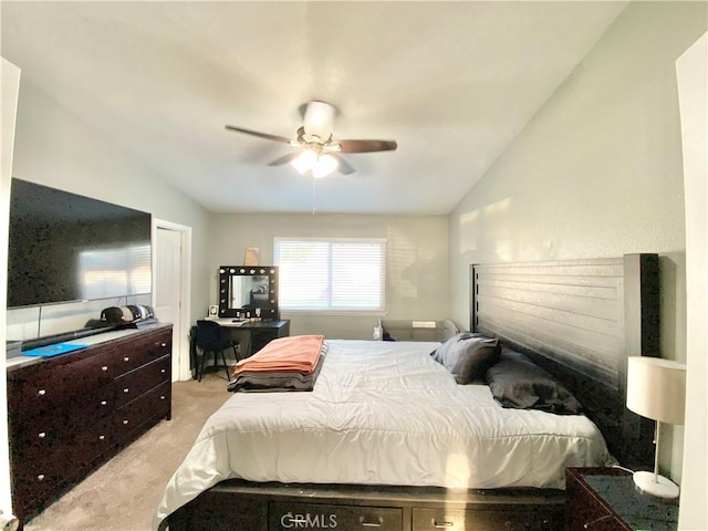 743 N Beechwood Ave, Rialto, CA 92376 - carpeted bedroom with vaulted ceiling and a ceiling fan