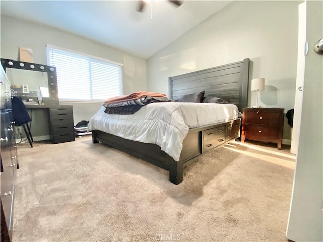 743 N Beechwood Ave, Rialto, CA 92376 - carpeted bedroom featuring vaulted ceiling and a ceiling fan