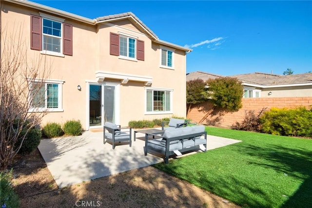 3430 E Foxglove Way, Ontario, CA 91761 - rear view of house with an outdoor living space, a patio area, and stucco siding