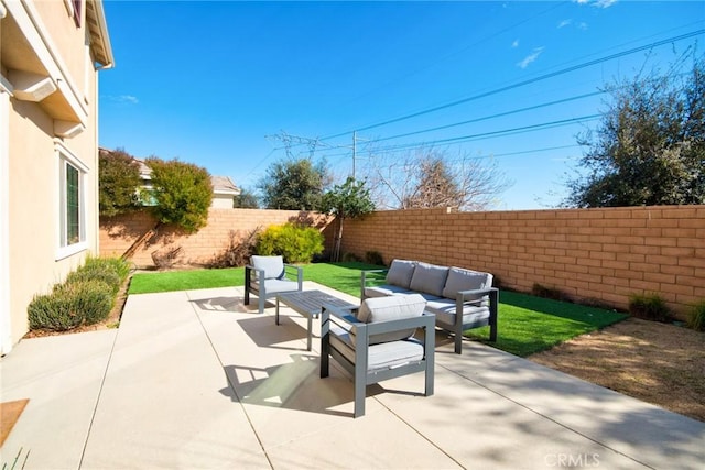 3430 E Foxglove Way, Ontario, CA 91761 - fenced backyard with an outdoor living space and a patio area