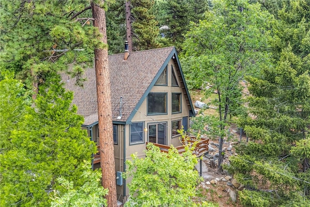 6429 Cedar Ave, Angelus Oaks, CA 92305 - view of front of house with a shingled roof