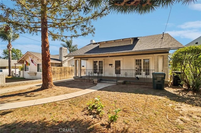 542 Ojai Rd, Santa Paula, CA 93060 - rear view of property with roof with shingles and french doors