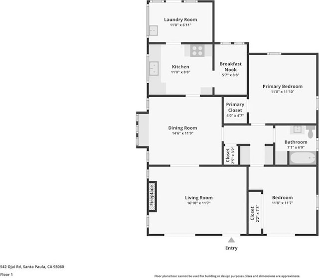 542 Ojai Rd, Santa Paula, CA 93060 - view of floor plan / room layout
