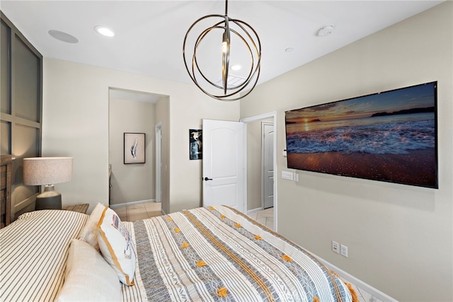 2 Jaripol Cir, Rancho Mission Viejo, CA 92694 - bedroom featuring a chandelier, baseboards, and light tile patterned floors