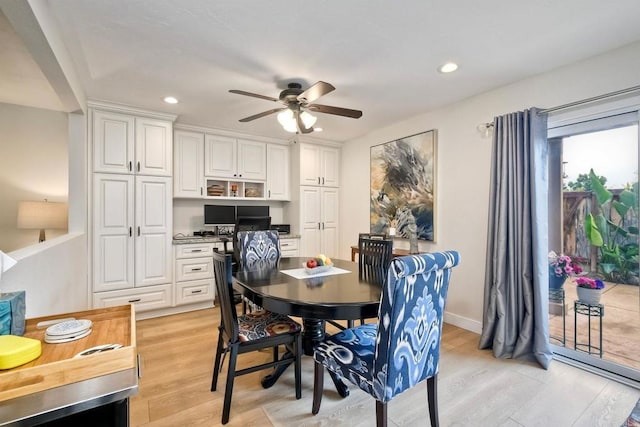 1651 S Juniper St Unit 106, Escondido, CA 92025 - dining room with light wood-style floors, ceiling fan, recessed lighting, and baseboards