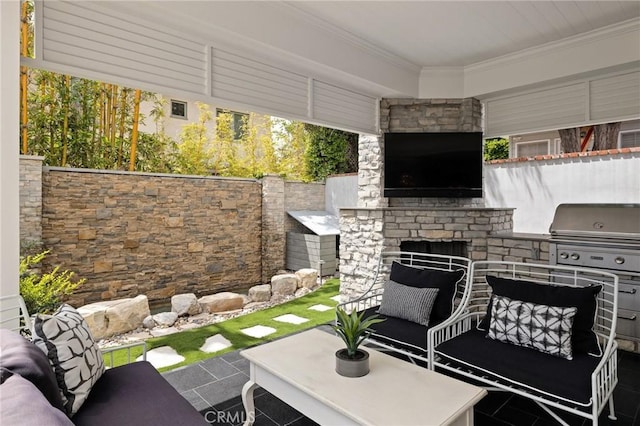 2711 Elm Ave, Manhattan Beach, CA 90266 - view of patio with area for grilling and an outdoor fireplace