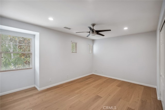 24274 Reyes Adobe Way, Valencia, CA 91354 - empty room with a ceiling fan, healthy amount of natural light, light wood-style floors, and recessed lighting