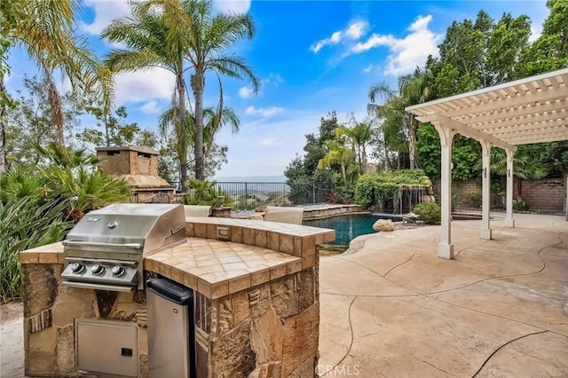 24274 Reyes Adobe Way, Valencia, CA 91354 - fenced backyard with a pergola and a patio