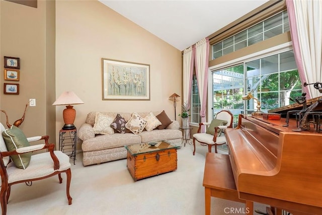 5618 Gardendale Ln, Palmdale, CA 93551 - carpeted living room featuring lofted ceiling