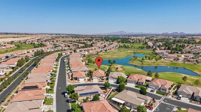 19484 Vermillion Ln, Apple Valley, CA 92308 - aerial overview of property's location featuring nearby suburban area, a water and mountain view, and a local golf course
