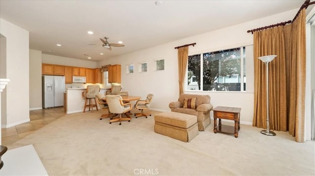 19484 Vermillion Ln, Apple Valley, CA 92308 - living area with ceiling fan, recessed lighting, light carpet, and baseboards