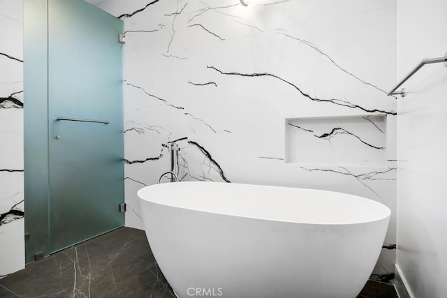 14899 Round Vly, Sherman Oaks, CA 91403 - bathroom with marble finish floors and a soaking tub
