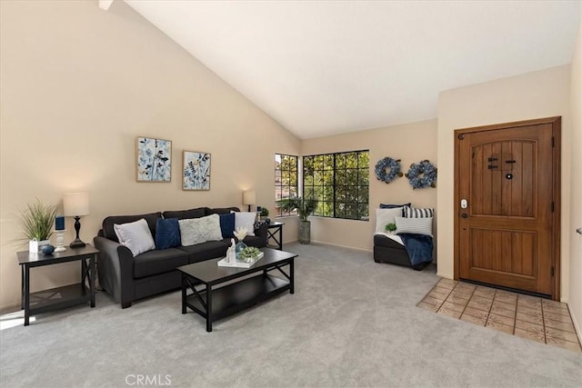650 Bull Frog Cir, Walnut, CA 91789 - living area featuring carpet flooring and high vaulted ceiling