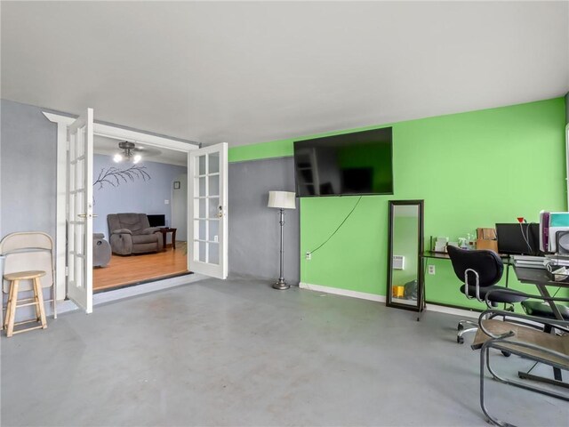1654 W S Ave, Fresno, CA 93706 - office space featuring french doors, finished concrete flooring, and baseboards