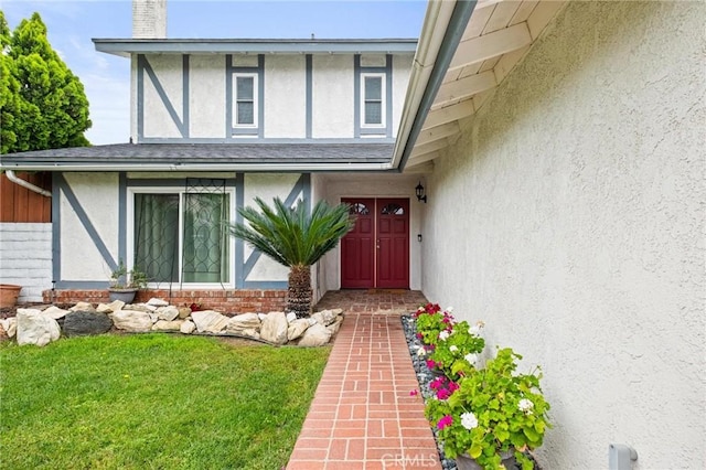 20028 Strathern St, Winnetka, CA 91306 - property entrance featuring stucco siding, a lawn, and brick siding