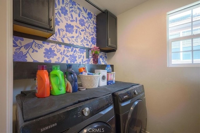 5240 Wintercress Ave, Fontana, CA 92336 - laundry area with cabinet space and washing machine and clothes dryer
