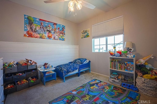 5240 Wintercress Ave, Fontana, CA 92336 - rec room with carpet and a ceiling fan
