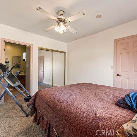 919 Dexter St, Los Angeles, CA 90042 - carpeted bedroom with a closet, ceiling fan, and connected bathroom
