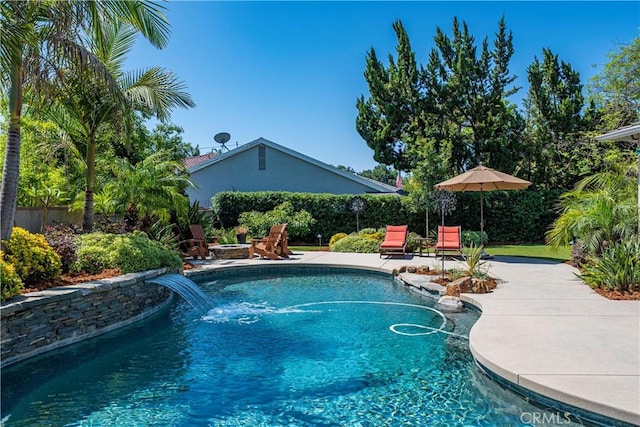 536 W Palm Dr, Arcadia, CA 91007 - view of pool with a patio and an outdoor fire pit