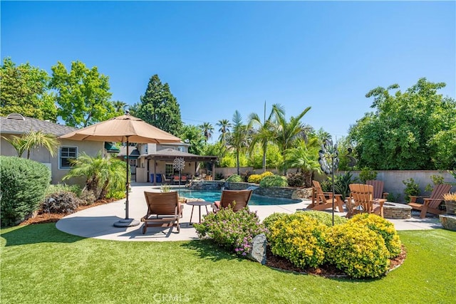 536 W Palm Dr, Arcadia, CA 91007 - view of swimming pool with a fire pit and a patio area