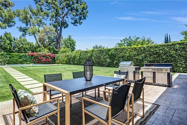 443 W Longden Ave, Arcadia, CA 91007 - view of patio / terrace with outdoor dining space and an outdoor kitchen