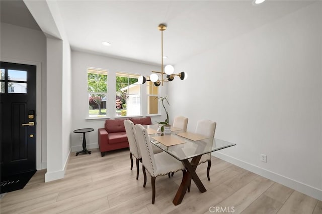 1941 Devaul Ranch Dr, San Luis Obispo, CA 93405 - dining area featuring light wood finished floors, recessed lighting, a chandelier, and baseboards