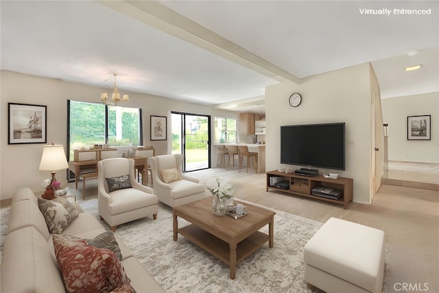 6237 Birdie Dr, La Verne, CA 91750 - living room featuring a chandelier and plenty of natural light