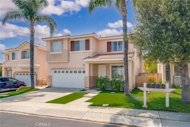 7358 Freedom Pl, Rancho Cucamonga, CA 91730 - view of front of house with a tiled roof, stucco siding, an attached garage, and concrete driveway