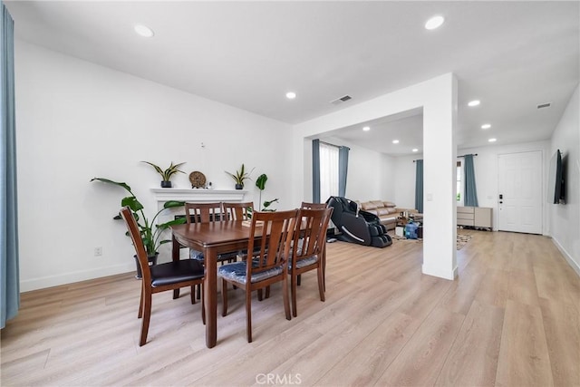 7358 Freedom Pl, Rancho Cucamonga, CA 91730 - dining space featuring light wood-style floors, recessed lighting, and baseboards