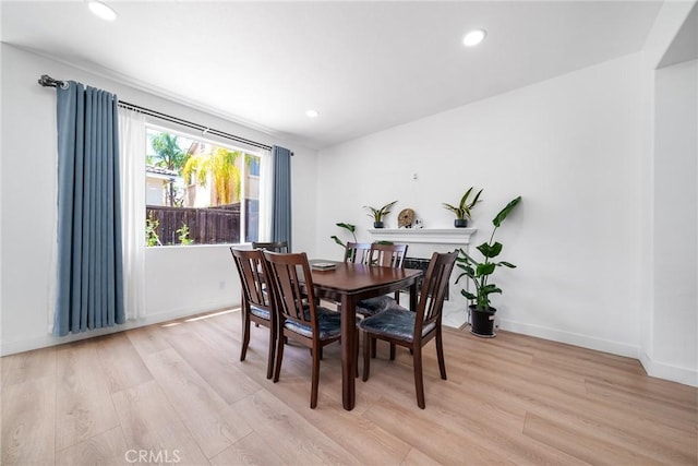 7358 Freedom Pl, Rancho Cucamonga, CA 91730 - dining space featuring light wood-style floors, recessed lighting, and baseboards