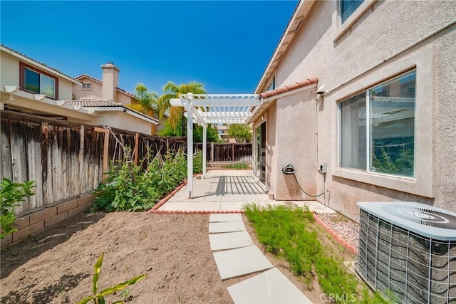 7358 Freedom Pl, Rancho Cucamonga, CA 91730 - fenced backyard featuring cooling unit, a patio area, and a pergola