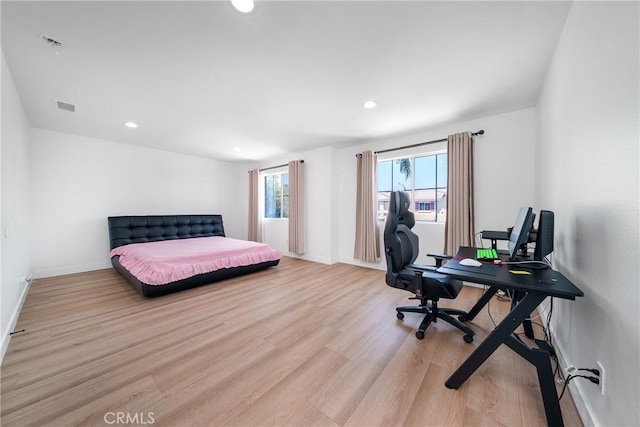 7358 Freedom Pl, Rancho Cucamonga, CA 91730 - bedroom featuring light wood-style floors, a desk, baseboards, and recessed lighting