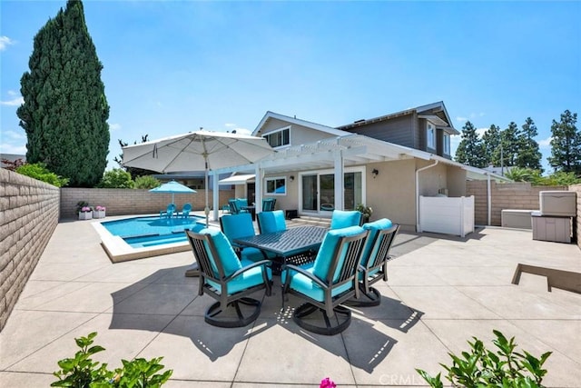 14652 Danborough Rd, Tustin, CA 92780 - fenced backyard featuring a pergola, a patio, and outdoor dining space