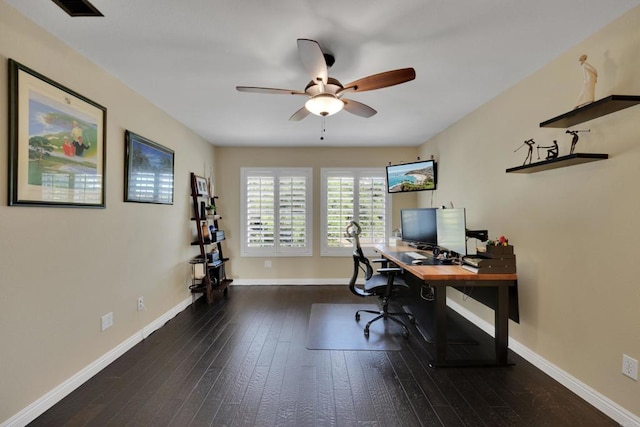 9552 Babauta Rd, San Diego, CA 92129 - home office featuring ceiling fan and wood-type flooring