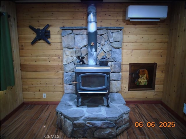 635 5th St, Willows, CA 95988 - detailed view of a wood stove, wood finish floors, and wood walls