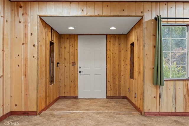 635 5th St, Willows, CA 95988 - hallway featuring wood walls, recessed lighting, and plenty of natural light