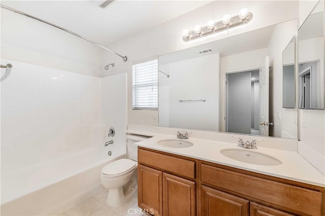 37245 La Lune Ave, Murrieta, CA 92563 - full bath featuring bathing tub / shower combination, double vanity, and toilet