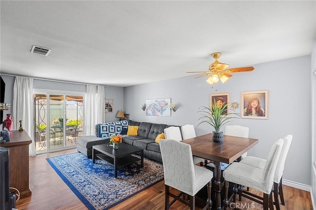 2061 Locust Ct, San Bernardino, CA 92404 - dining space with wood finished floors and a ceiling fan