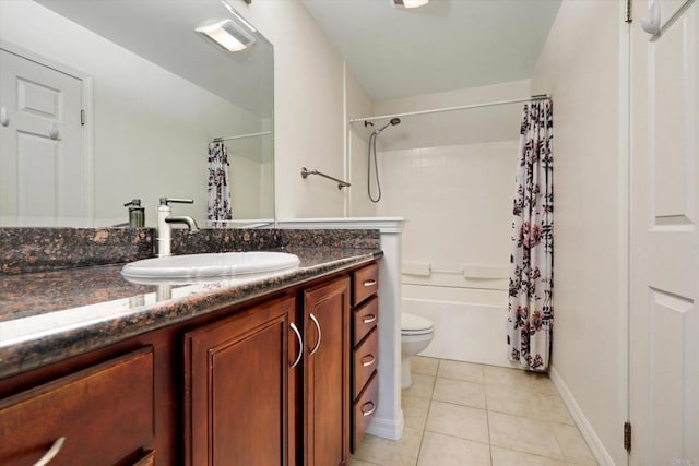 4570 54th St Unit 208, San Diego, CA 92115 - bathroom featuring toilet, vanity, tile patterned flooring, and shower / bath combination with curtain