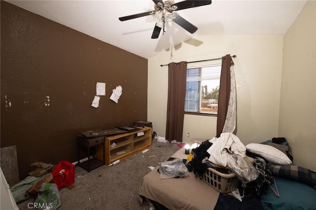 12609 Gentle Breeze Way, Victorville, CA 92392 - bedroom with vaulted ceiling, carpet, and ceiling fan