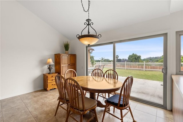 26231 Avenida Calidad, Mission Viejo, CA 92691 - dining room featuring vaulted ceiling and light tile patterned flooring