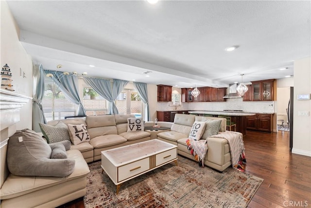 3372 Buckingham Rd, Chino Hills, CA 91709 - living area featuring dark wood-style flooring and recessed lighting
