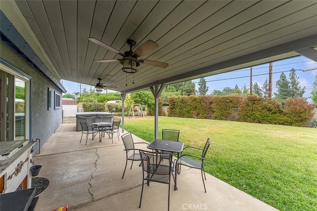 7669 Granby Ave, Rancho Cucamonga, CA 91730 - view of patio / terrace featuring outdoor dining space and a ceiling fan
