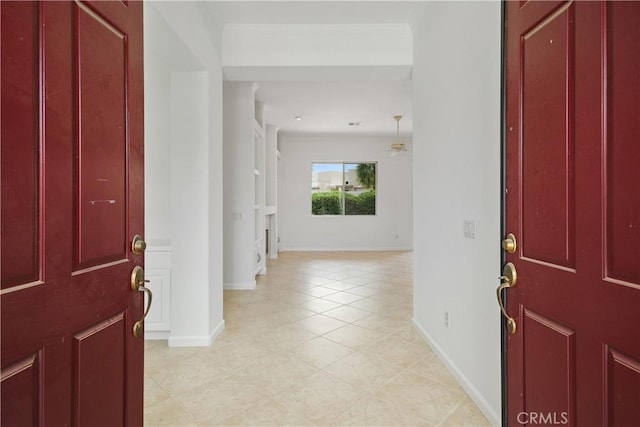 69635 Valle De Costa, Cathedral City, CA 92234 - foyer entrance featuring baseboards, light tile patterned floors, and ceiling fan