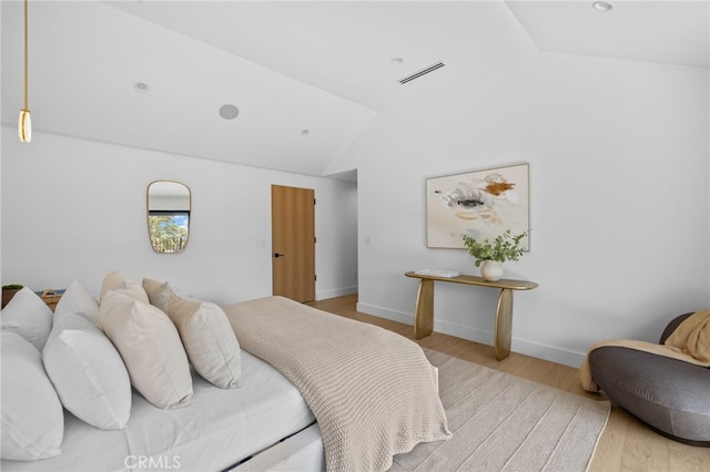 721 Wilson Ct, Burbank, CA 91501 - bedroom with vaulted ceiling, wood finished floors, baseboards, and recessed lighting