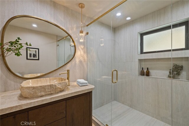 721 Wilson Ct, Burbank, CA 91501 - full bath with vanity, a stall shower, and recessed lighting